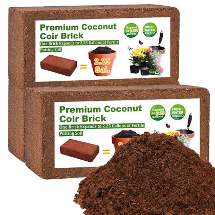 Miuwauer Organic Coco Coir Bricks packaging image, convenient starter for home gardens.