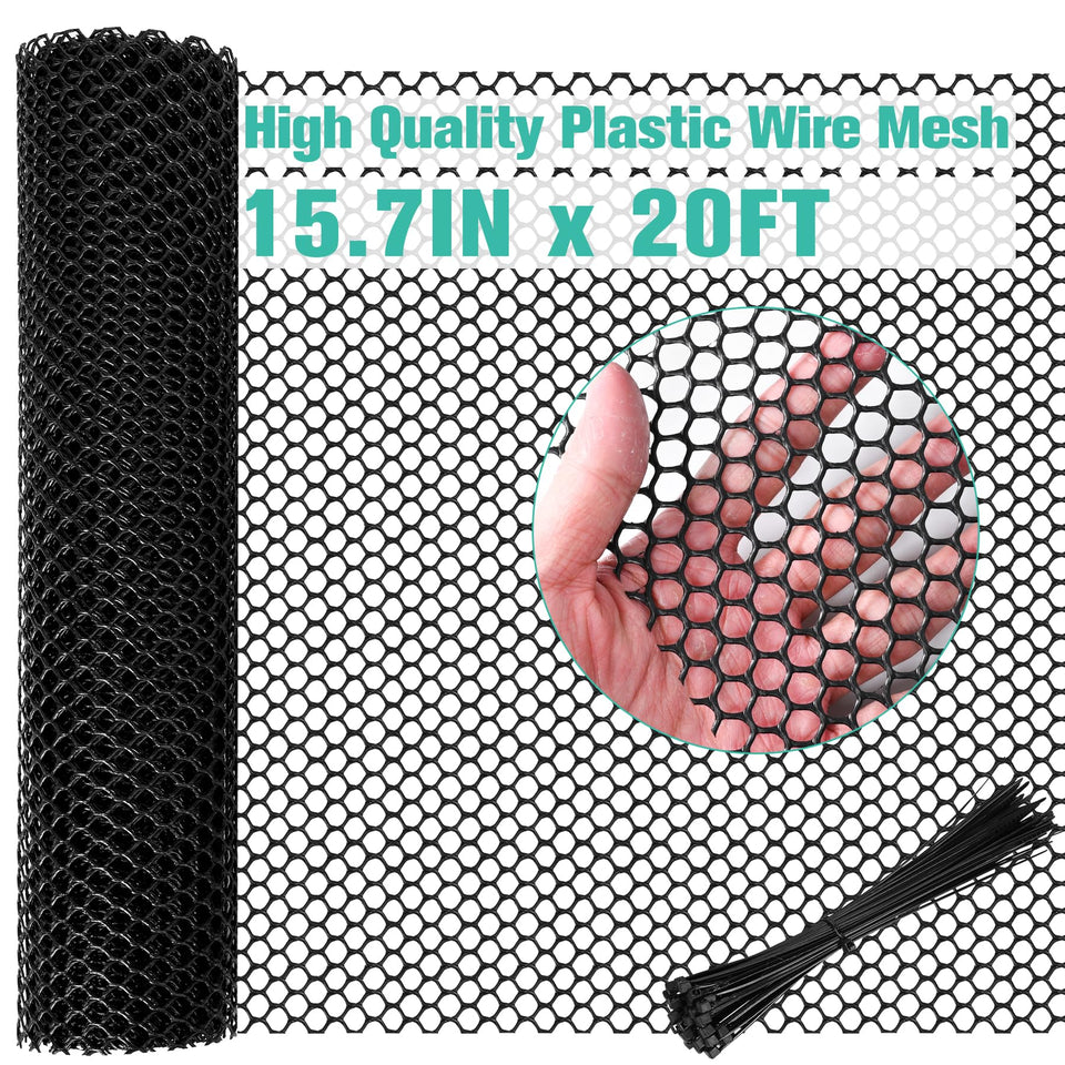 Miuwauer plastic mesh fence sheet with 0.3 inch hex mesh for durable enclosures.
