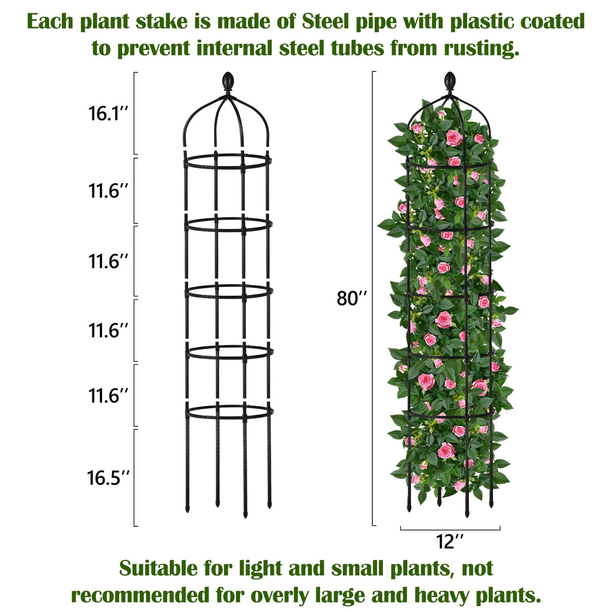 Miuwauer rose-support trellis in matte black well suits roses and clematis climbing