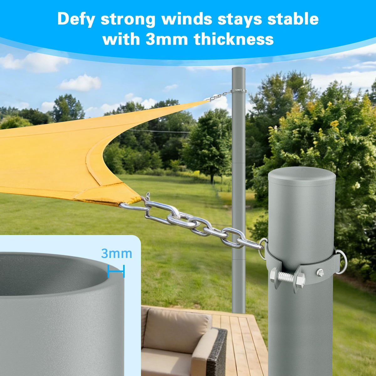Miveda D-clamp attachment for versatile suspension of lights or banners