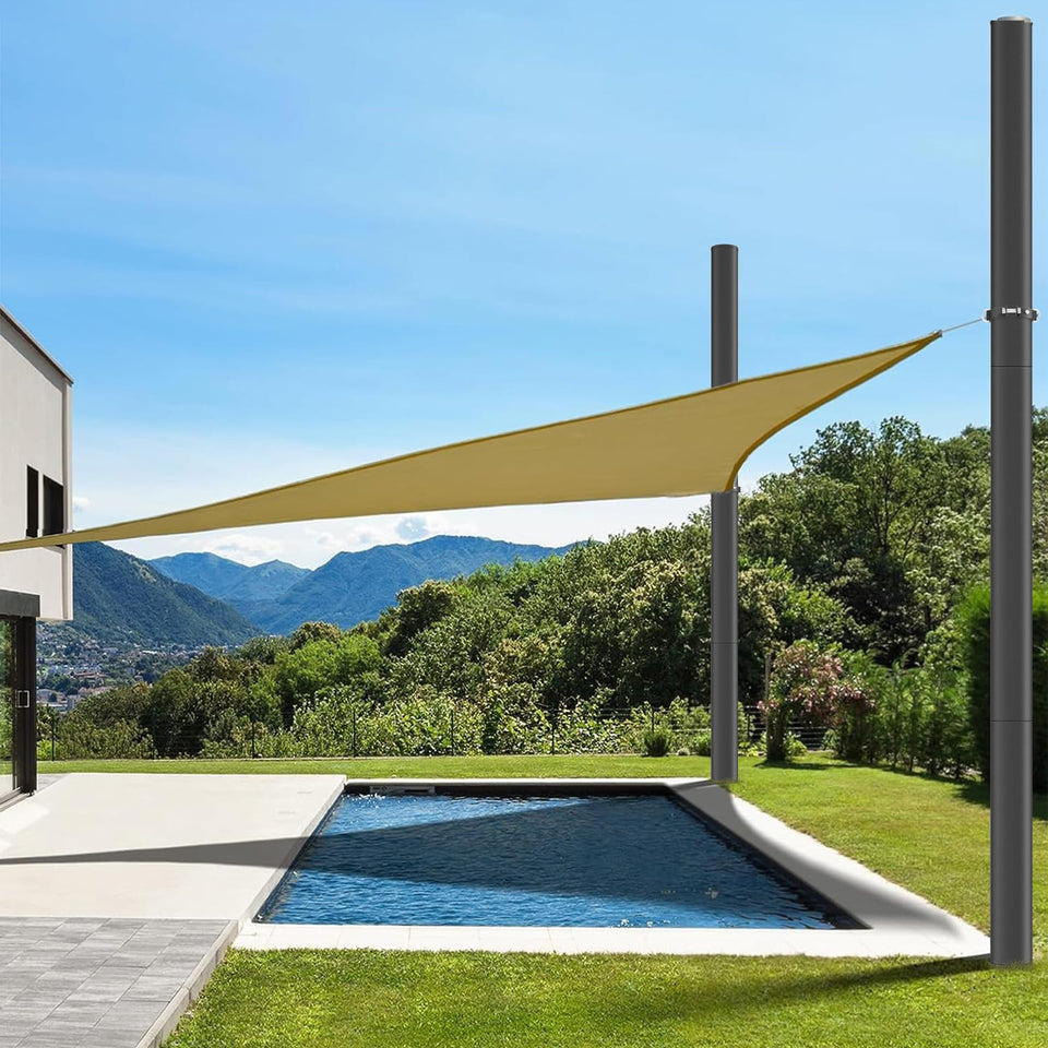 Miveda shade-sail poles 10ft setup in a backyard for shade