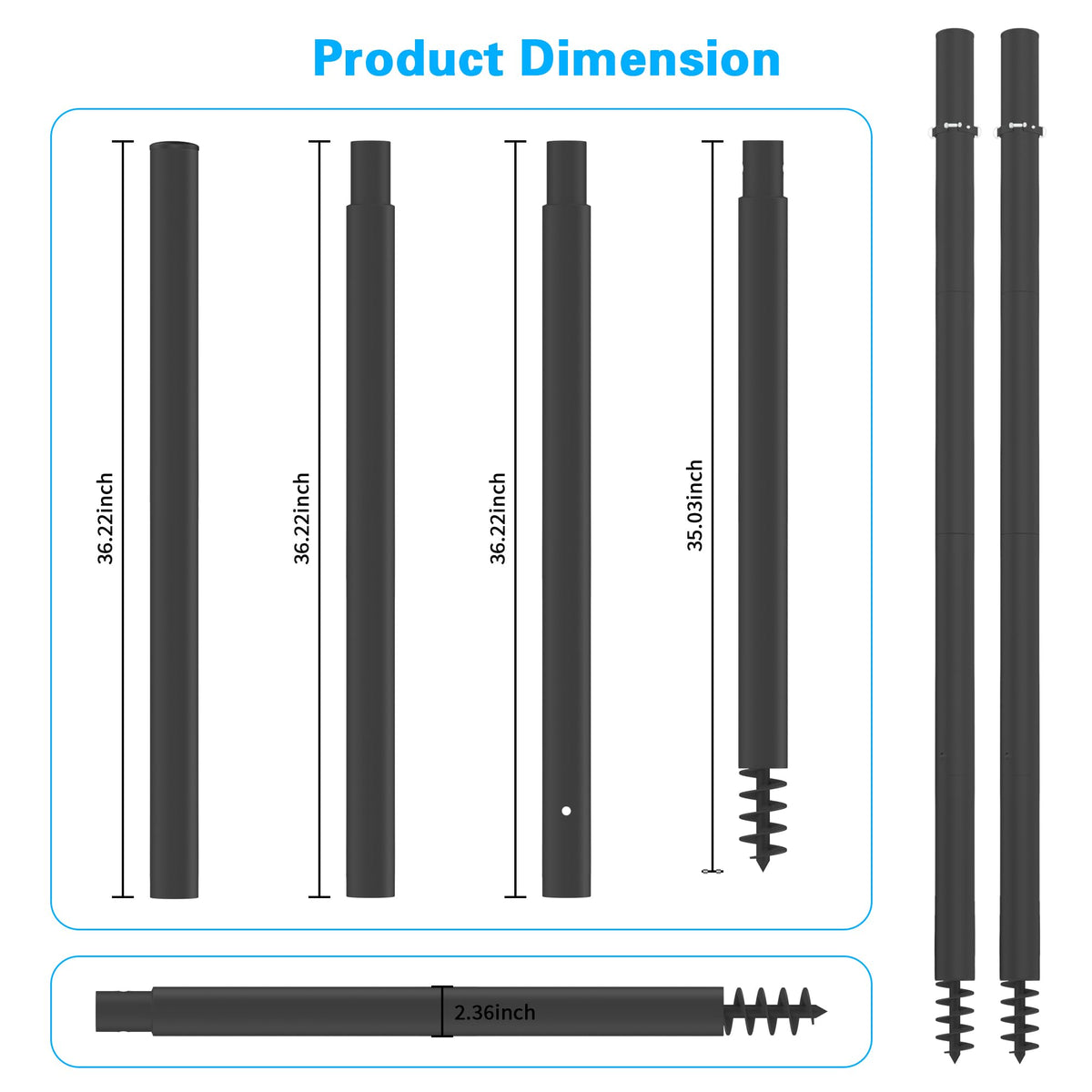 Miveda shade-sail poles black finish blending with outdoor decor