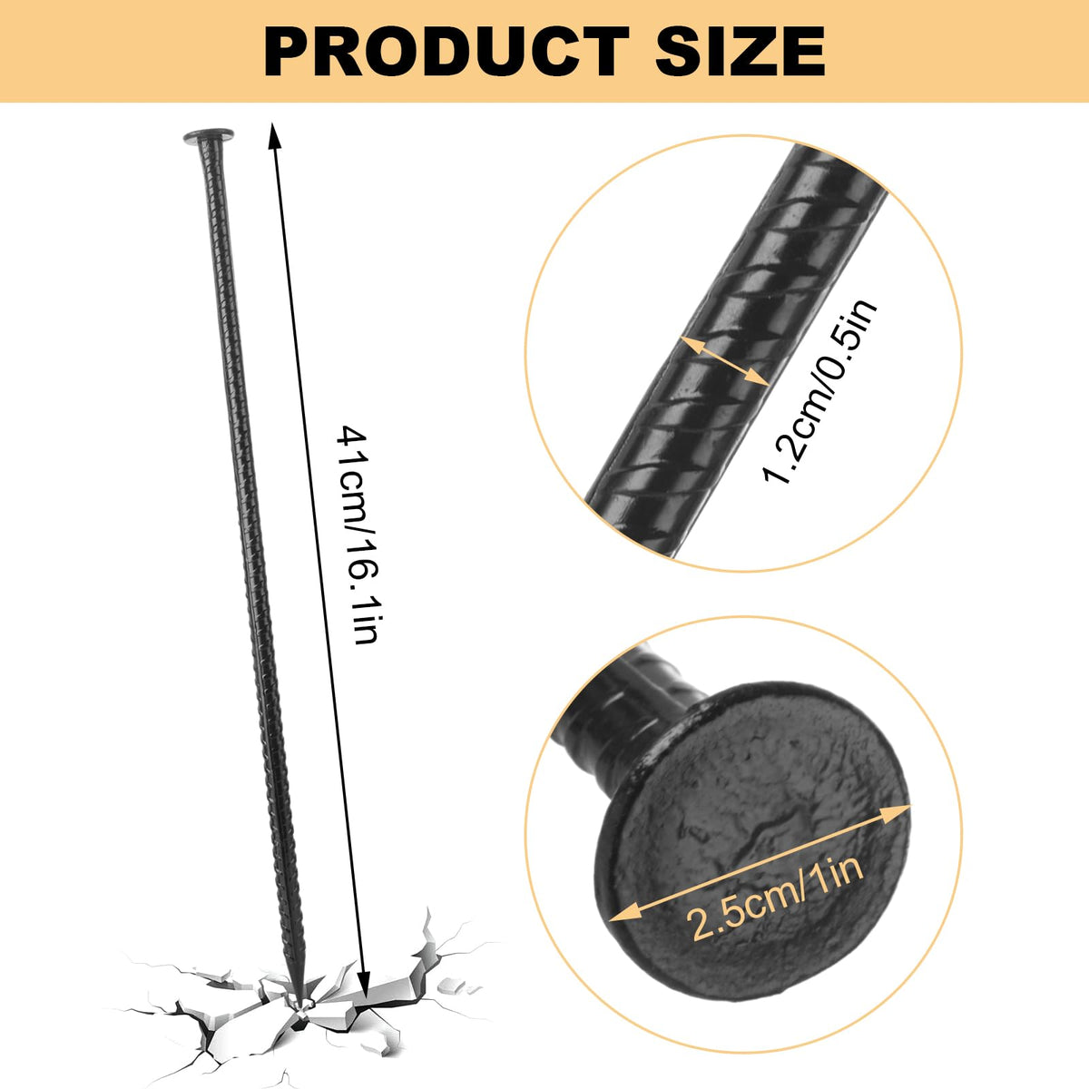 MIVIDE galvanized stake in ground demonstrates sturdy 0.5 inch diameter support.