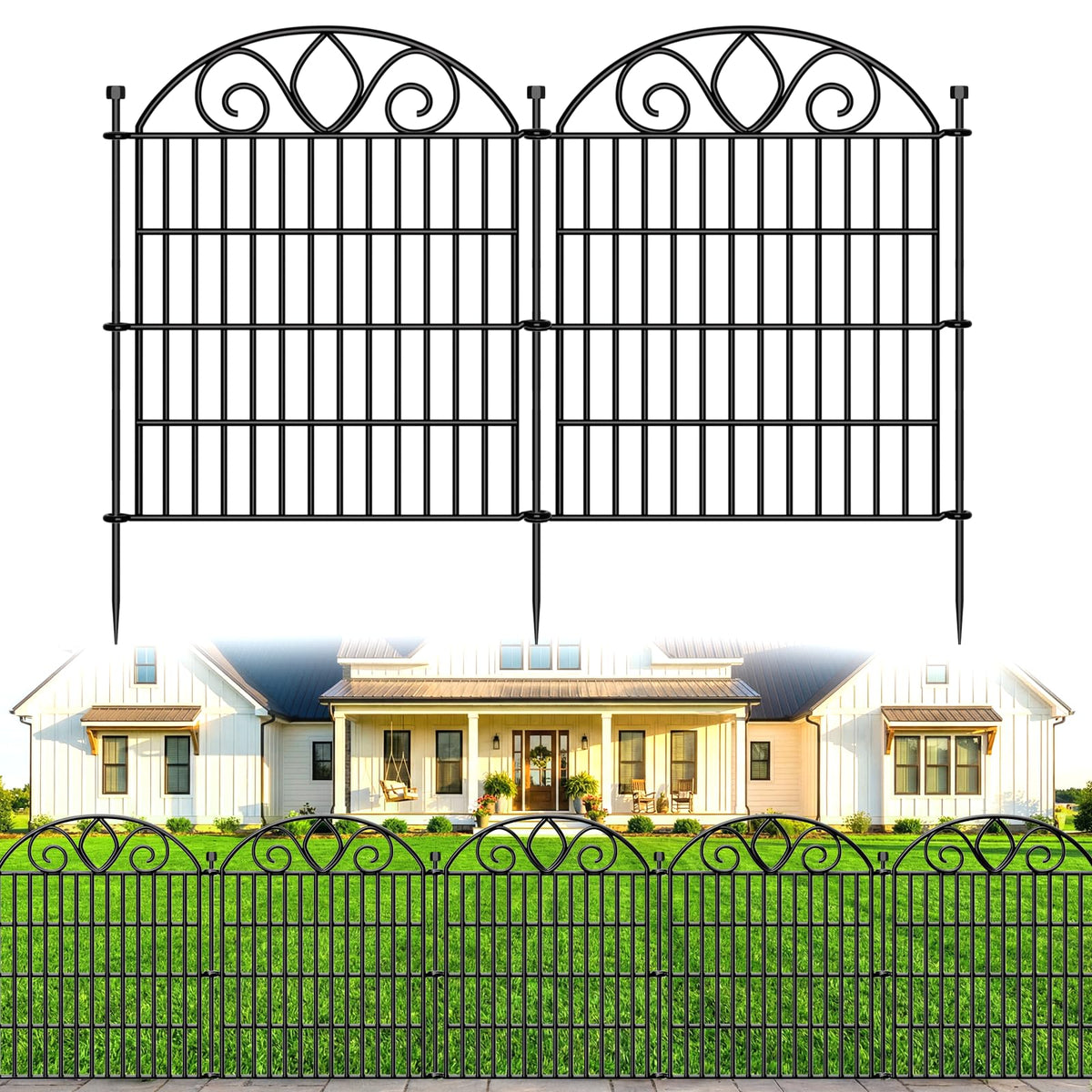 MIWEVRO 10-panel fence front view shows no-dig setup for quick garden protection.