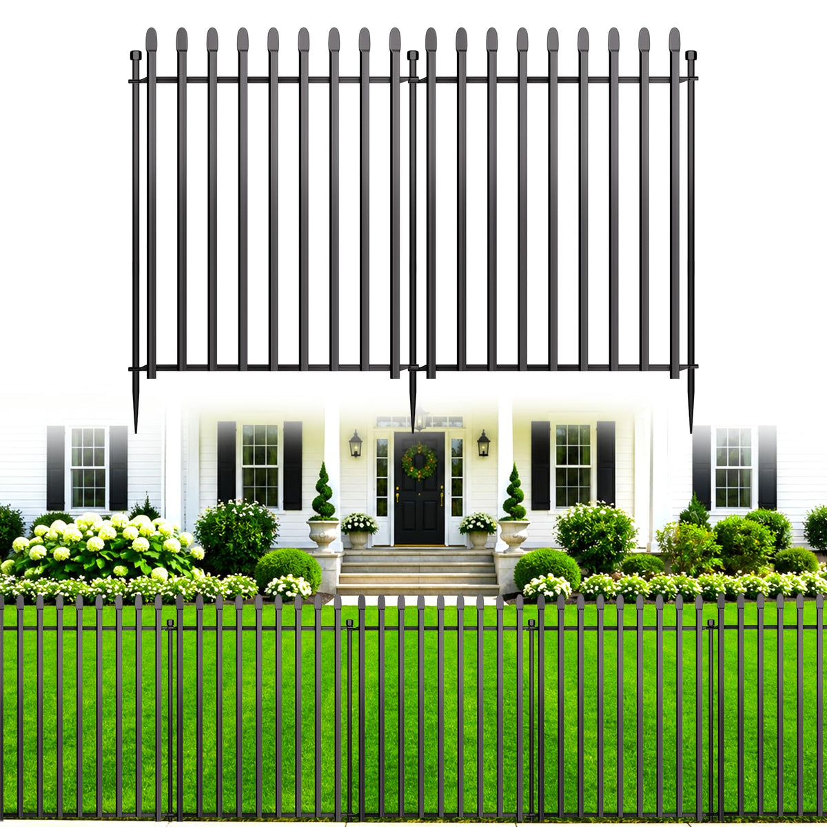 MIWEVRO 10-panels no-dig garden fence front view for quick border setup