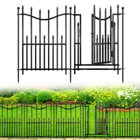 MIWEVRO 10-panel no-dig garden fence with gate protects flower beds while adding decorative touch