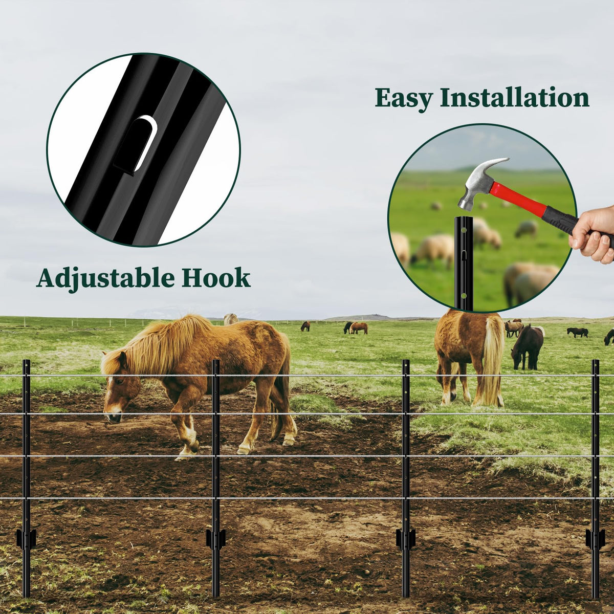 MIWEVRO 3-foot U-post used for garden fencing and barriers.