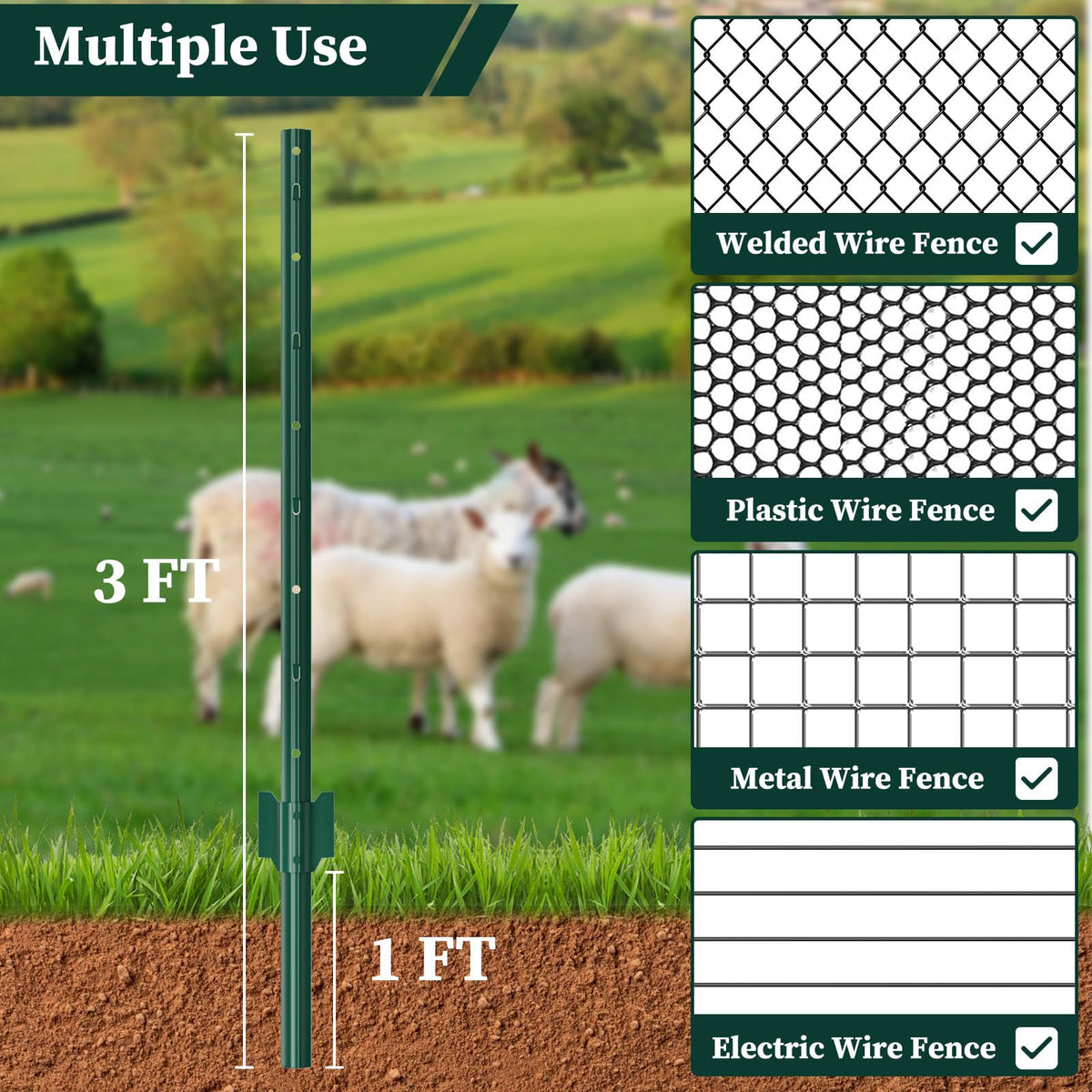 MIWEVRO adjustable welded tabs improve fence stability