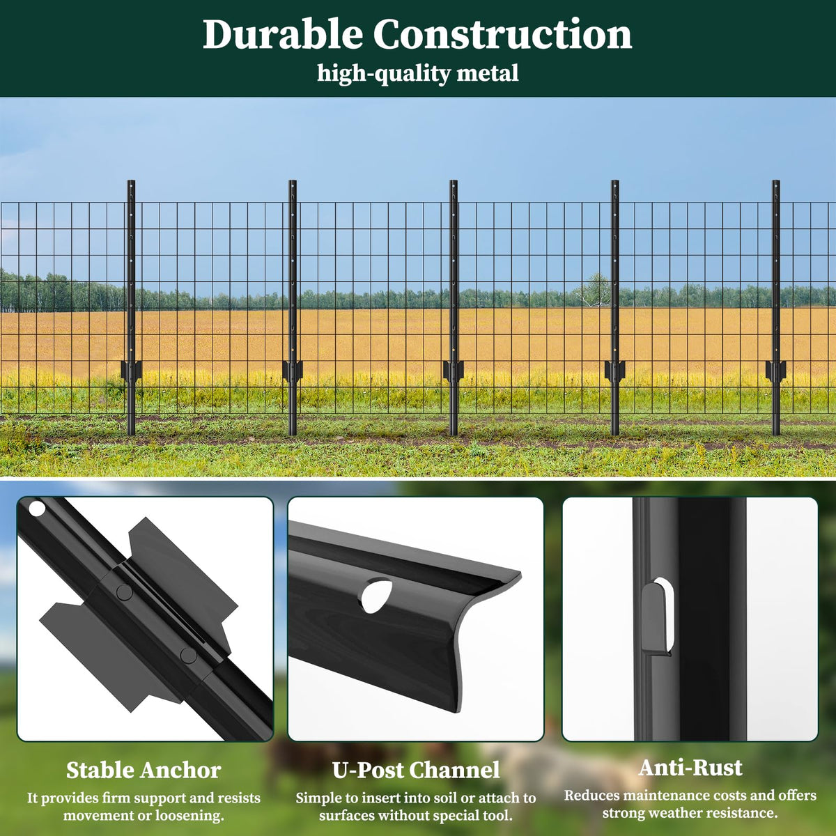 MIWEVRO fence post with anchor plate supports stable layout.
