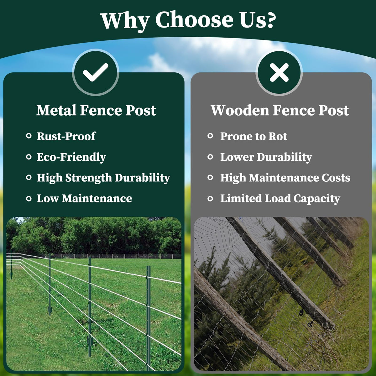 MIWEVRO heavy-duty U-post, 3 ft tall, rust-resistant coating