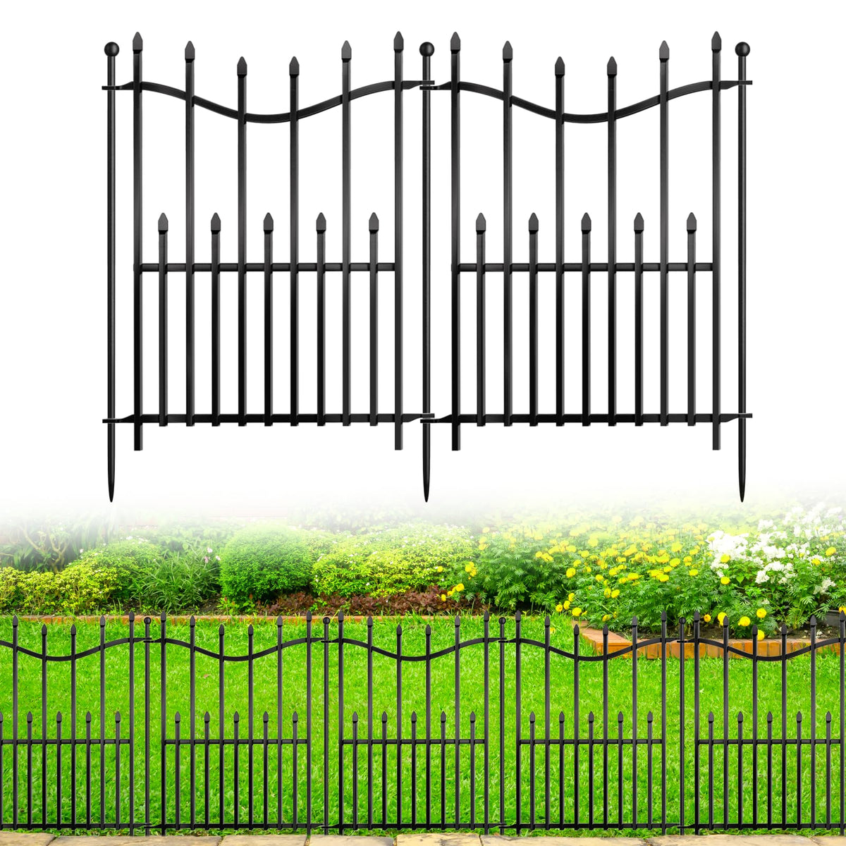 MIWEVRO no-dig garden fence panel assembly for quick setup
