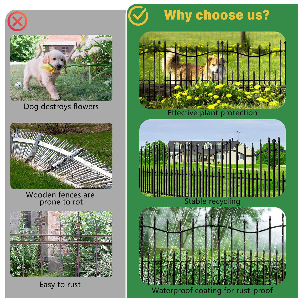 MIWEVRO outdoor dog barrier fence stake assembly showing easy setup