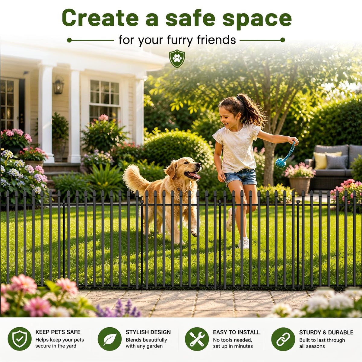 MIWEVRO portable fence connects to shape custom garden layouts.
