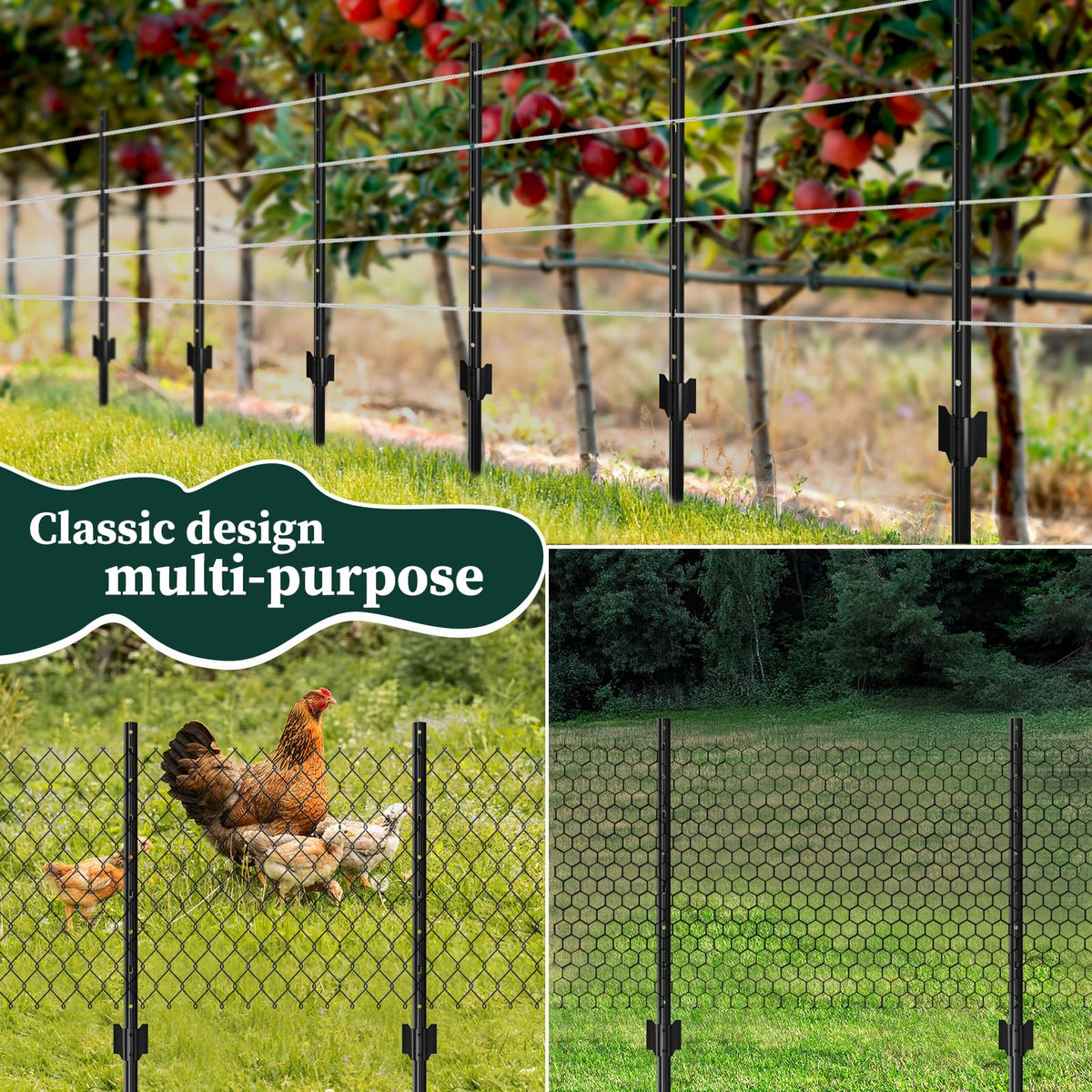 MIWEVRO durable metal fence post in outdoor garden setup.
