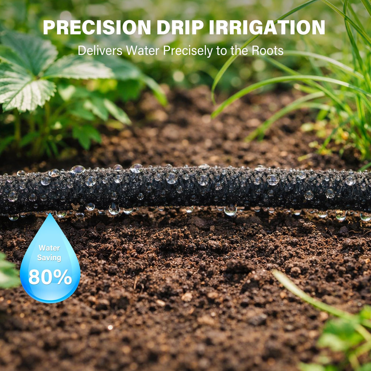 MIXC 100ft drip irrigation tubing ready for garden deployment