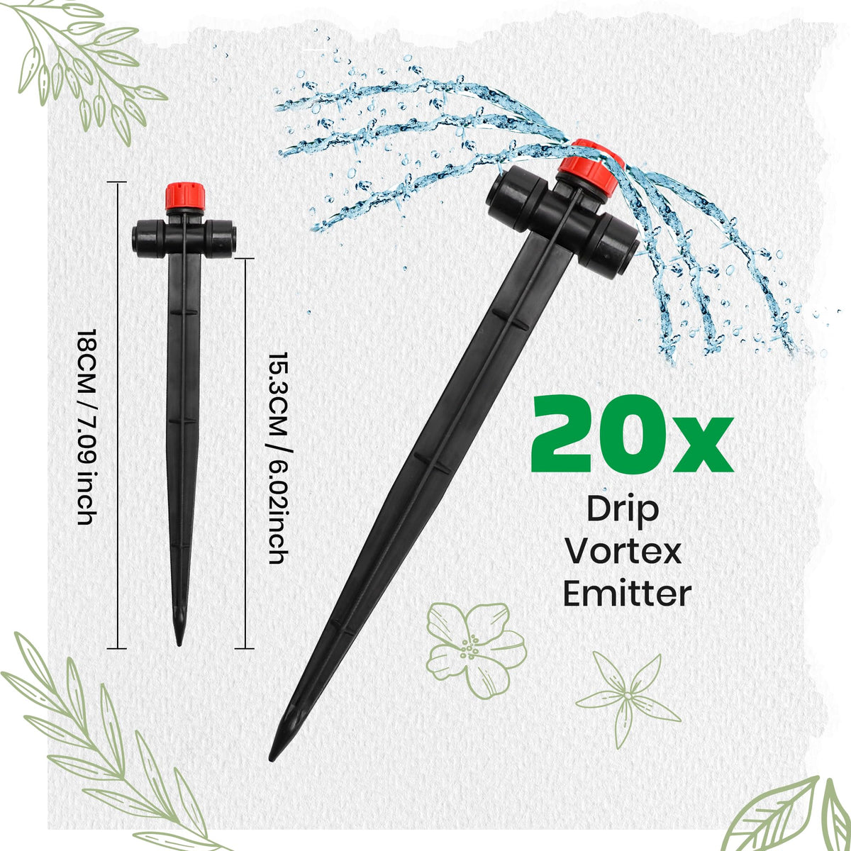 MIXC 360-degree adjustable-flow emitter demonstrates precise watering options.
