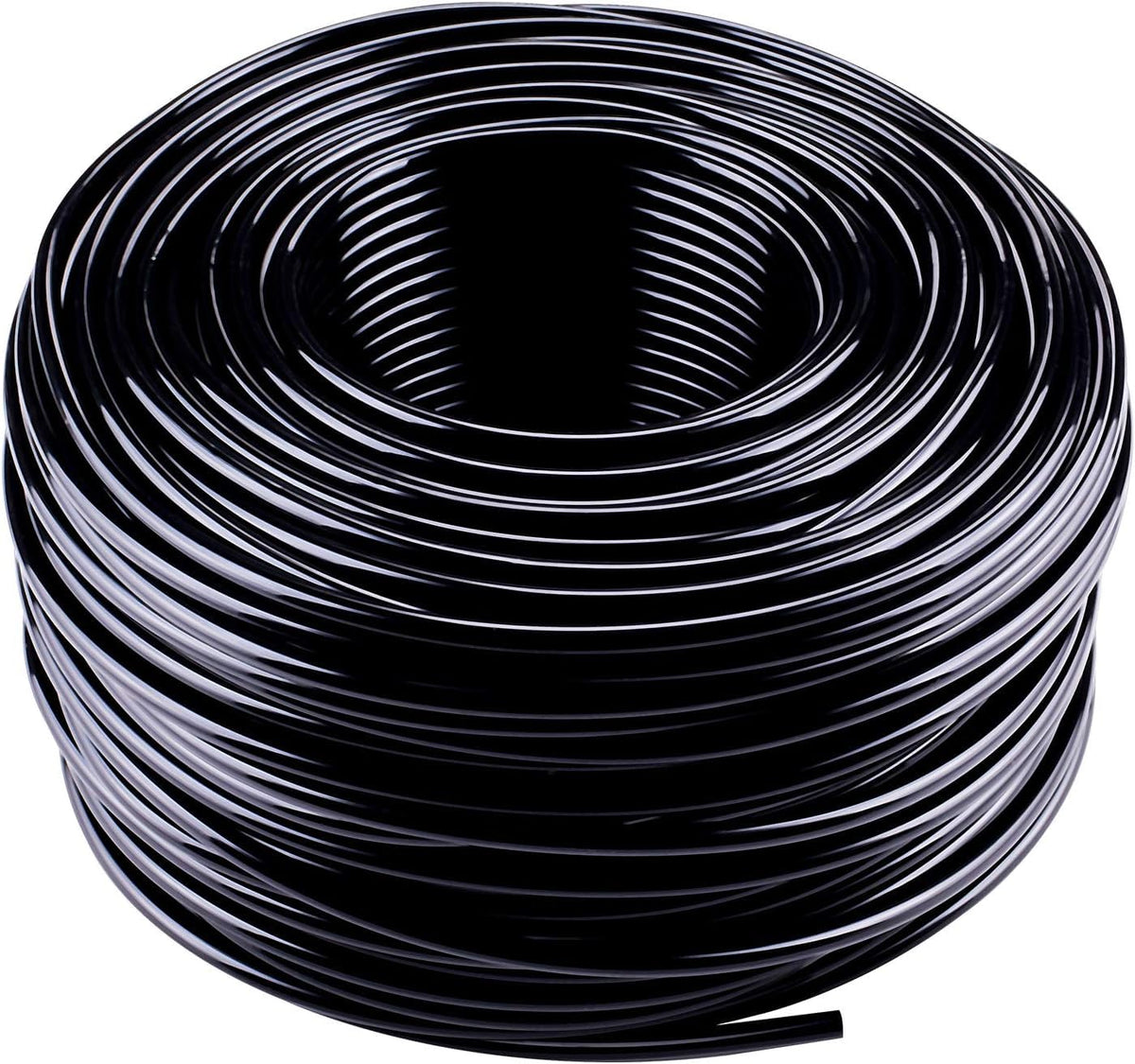 MIXC 400ft quarter-inch distribution tubing coiled for compact storage and easy installation.
