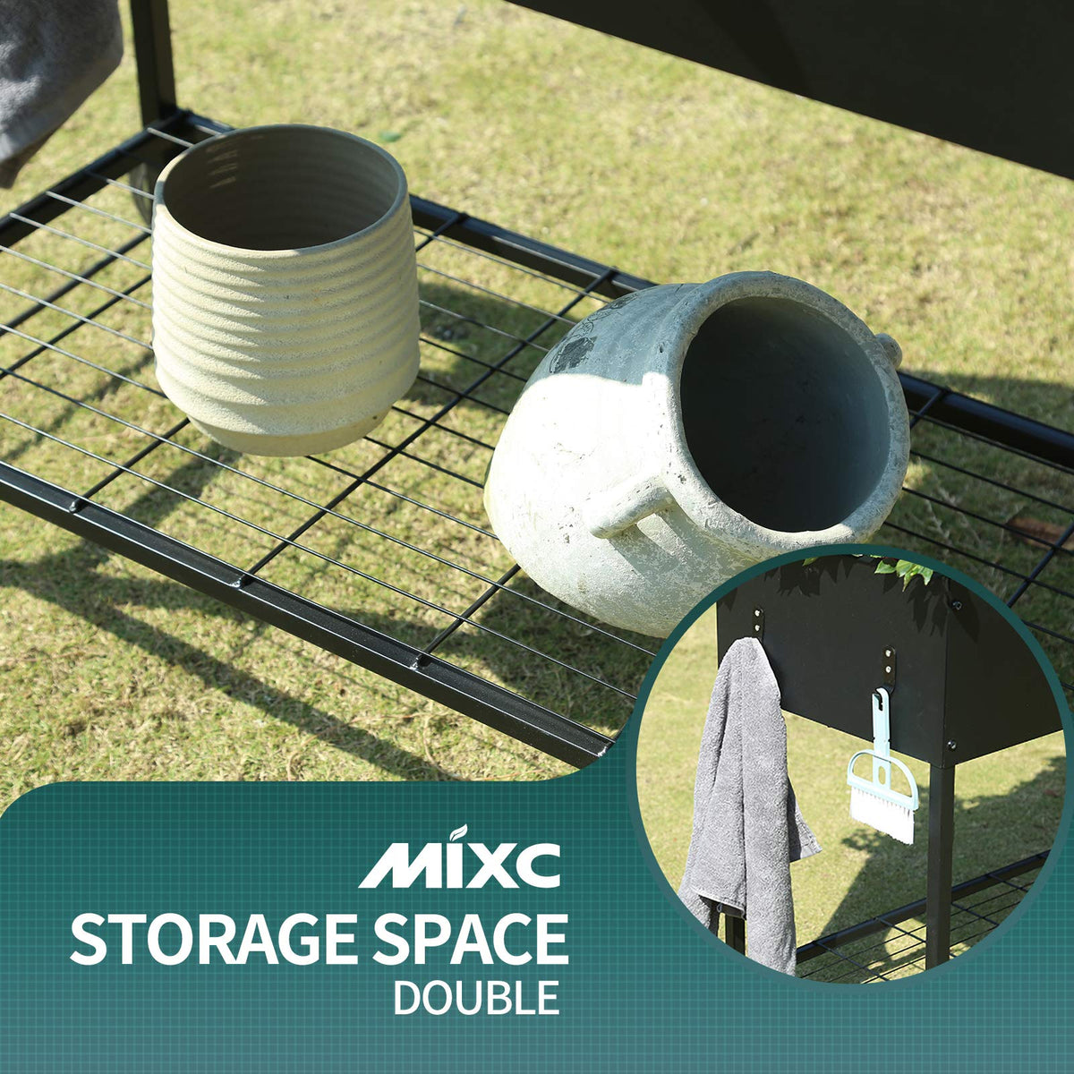 MIXC drainage holes and lines provide watering control for the bed.