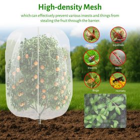 Mixc drawstring netting secures around branches, blocking pests while staying adjustable.