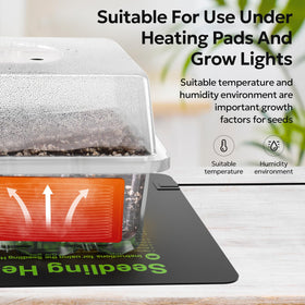 MIXC humidity dome over seed tray enhances moisture retention for germination.