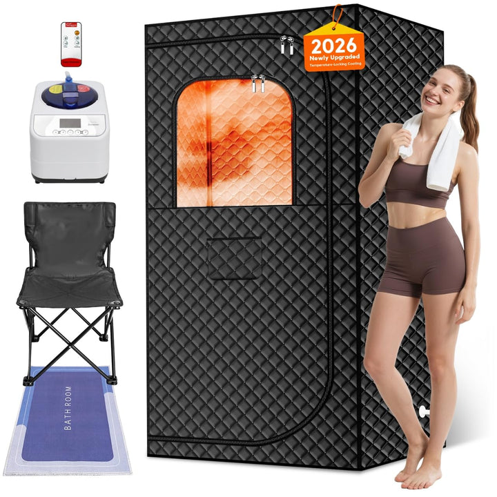 MIXC portable sauna box assembly shows tool-free setup for quick use