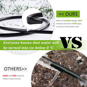 MIXC tubing connected to barbed fittings for precise emitter placement and efficient watering.