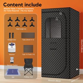 MIXC portable steam sauna box complete kit includes tent, steamer, chair, and remote