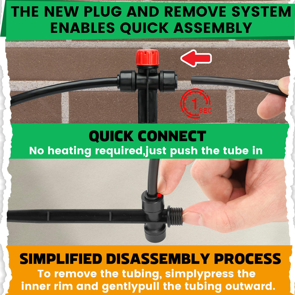 MIXC six-inch stake keeps emitter steady for garden beds.
