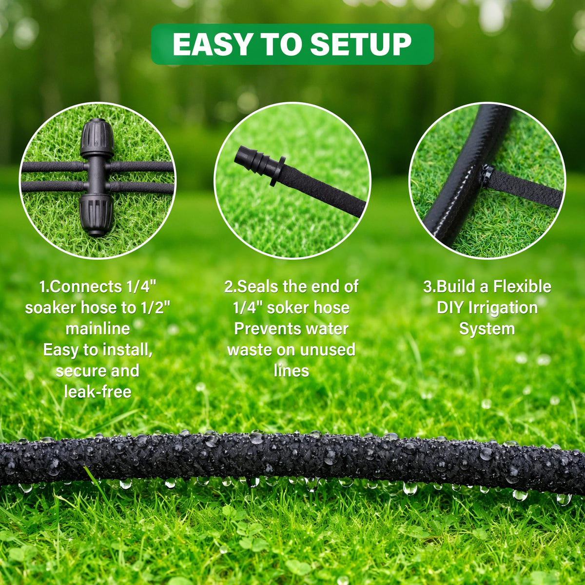 MIXC soaker hose buried under mulch for discreet irrigation