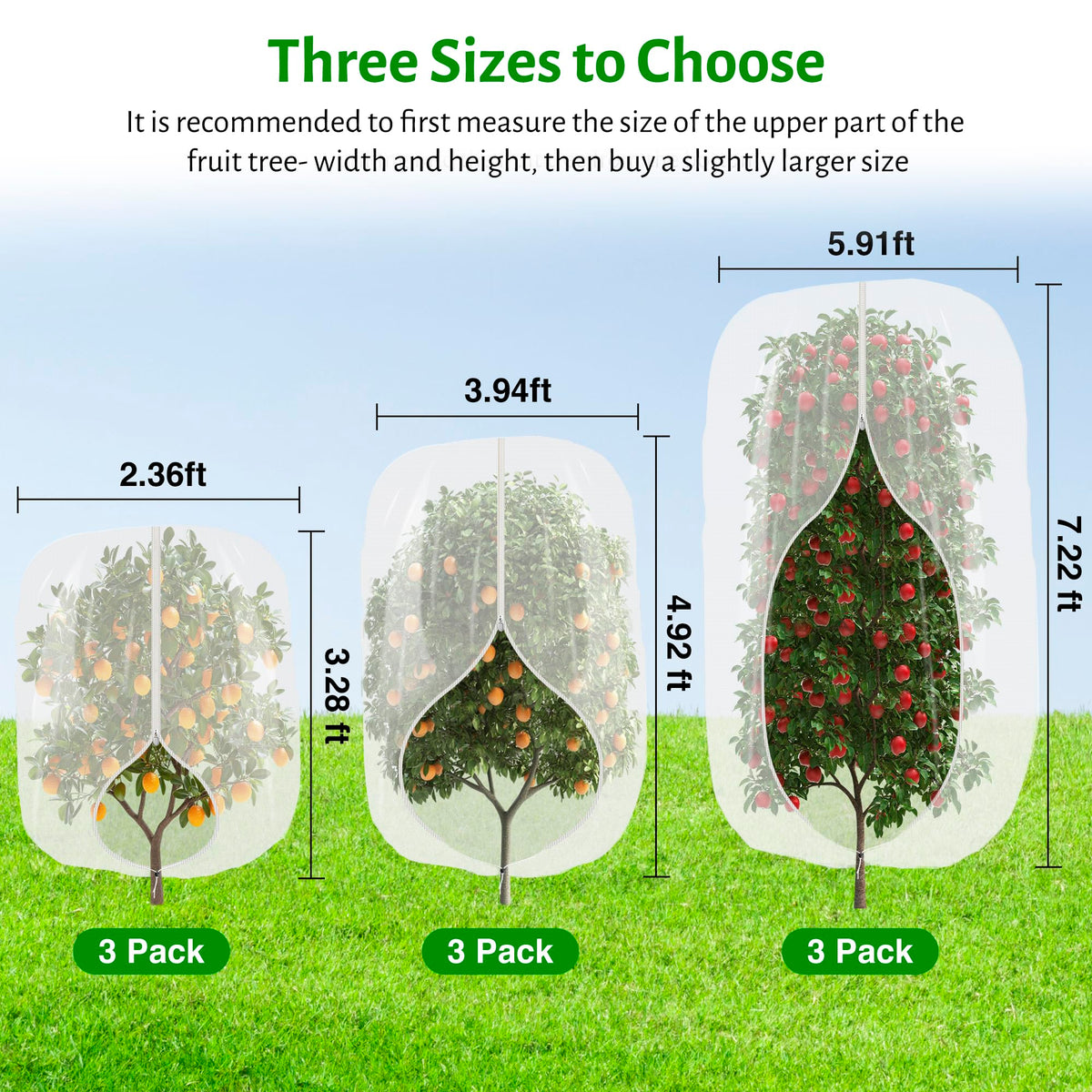 Mixc three-size options fit various trees, ensuring full coverage.