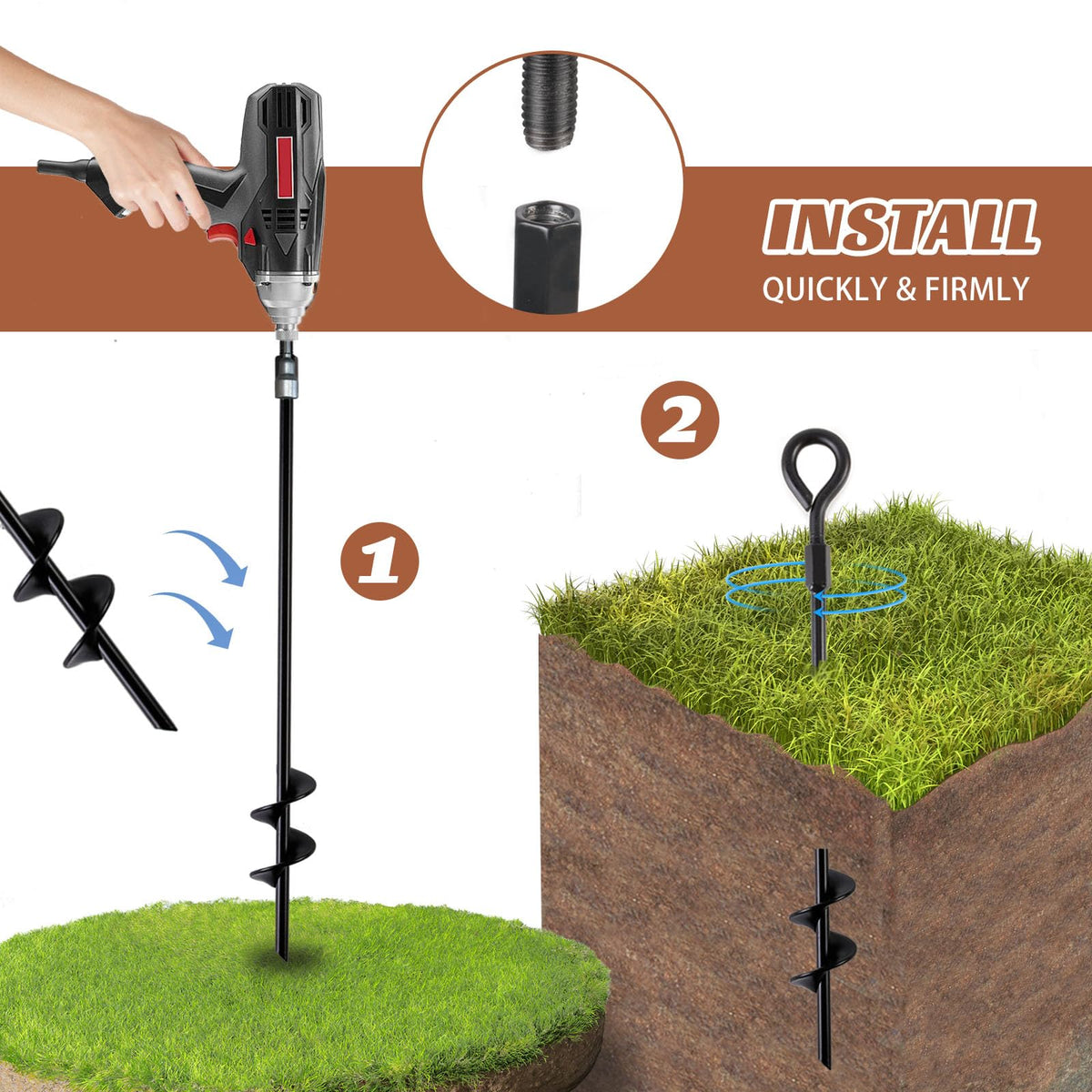 MIXXIDEA ground anchor folding ring closeup shows durable steel for tough outdoor staking.