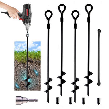 MIXXIDEA ground anchor 18-inch spiral in ground helps secure tents and canopies.