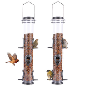 MIXXIDEA 2PK metal bird feeder with six ports for busy backyards