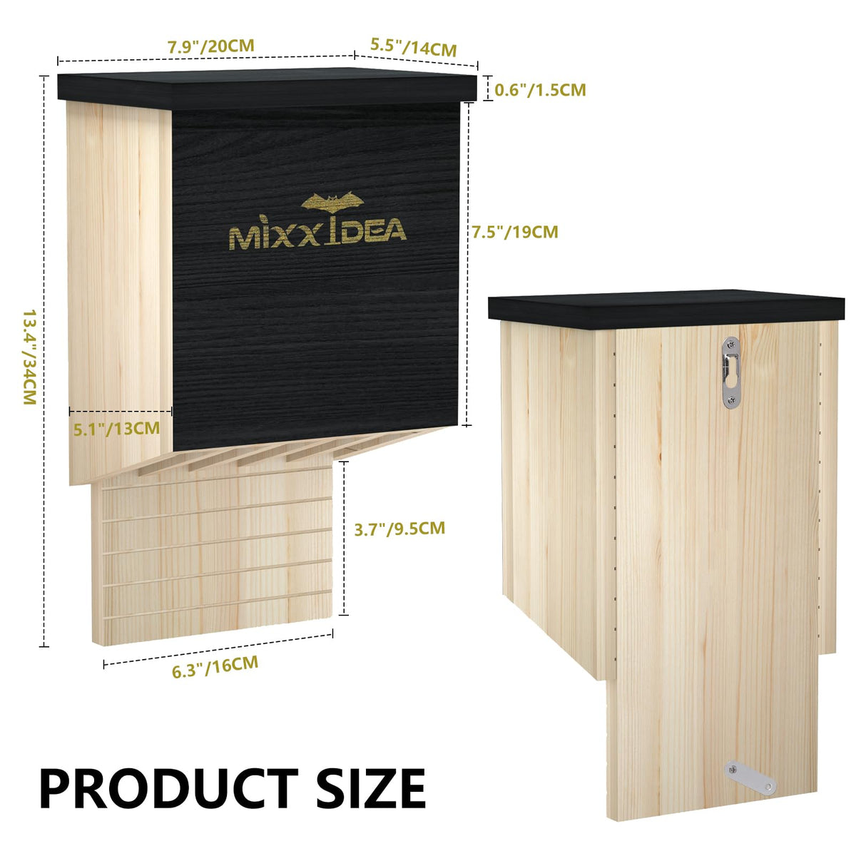 MIXXIDEA bat house interior with grooved design aiding climbing
