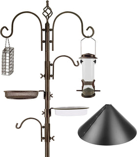 MIXXIDEA bird feeding station kit in full height setup attracts diverse backyard birds.