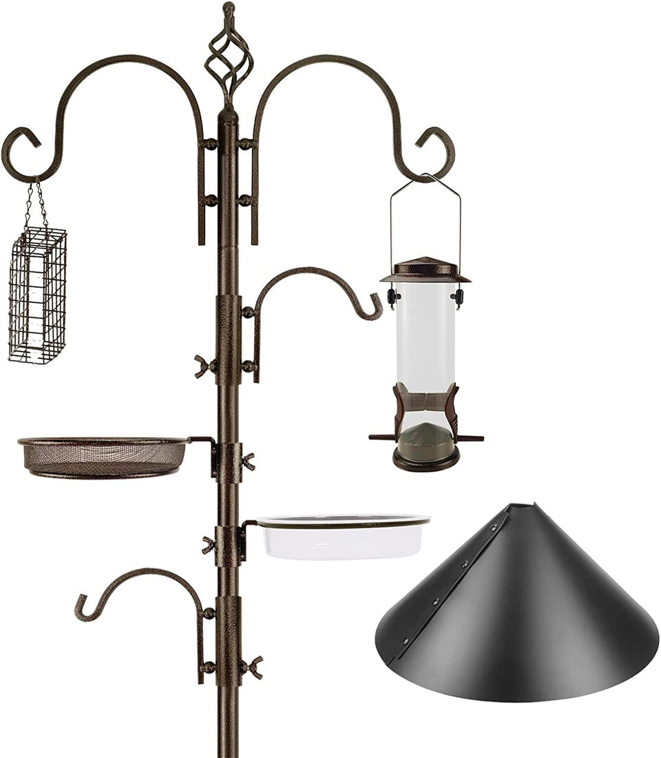 MIXXIDEA bird feeding station kit in full height setup attracts diverse backyard birds.