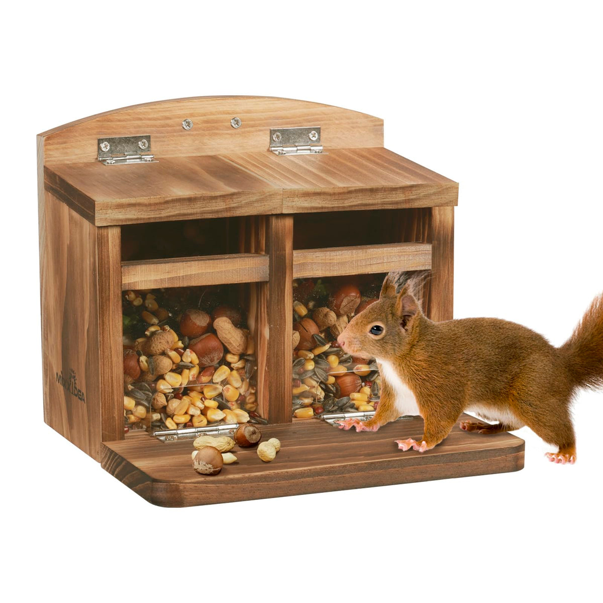 MIXXIDEA gift-idea image positions the squirrel feeder as a thoughtful nature gift.