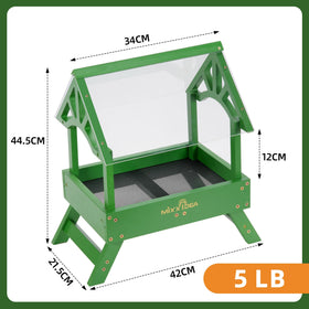 MIXXIDEA ground feeder with transparent roof for easy seed monitoring.