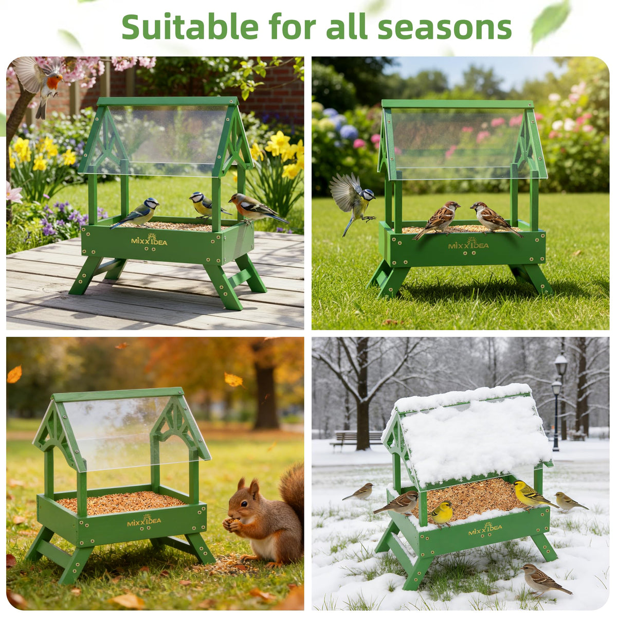 MIXXIDEA weather-resistant cedar with eco-paint withstands seasons.