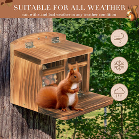 MIXXIDEA large squirrel feeder house inside compartment showcases roomy food space for nuts.