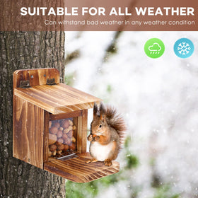 MIXXIDEA Squirrel Feeder Box 1-5cm-thick-wood ensures lasting durability outdoors.