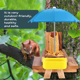 MIXXIDEA Squirrel Feeder Iron Mesh Bottom keeps the tray dry after light rain.