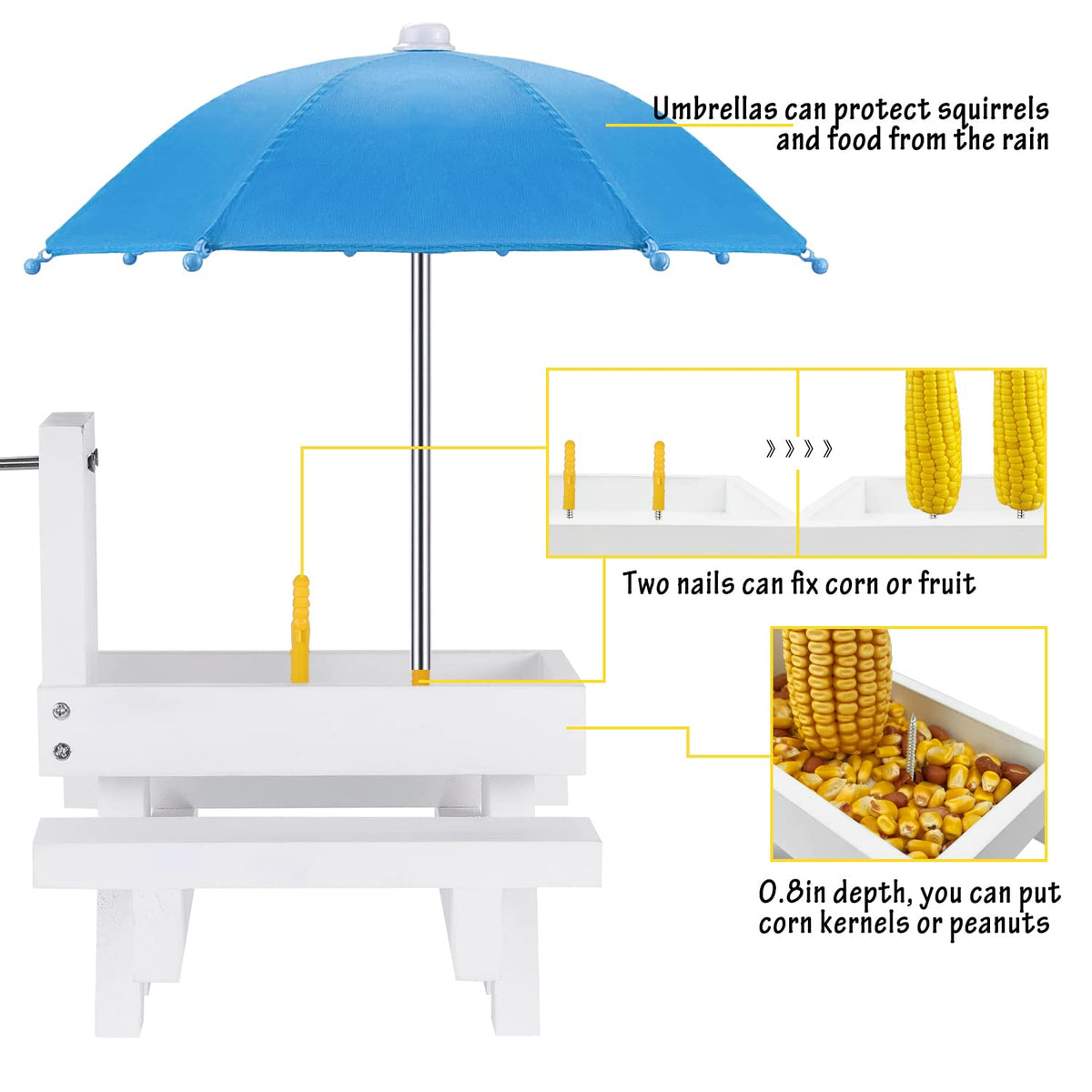 MIXXIDEA Squirrel Feeder Table side view shows sturdy legs