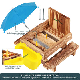 MIXXIDEA Squirrel Feeder Table with Umbrella adds shade and attention in the yard.