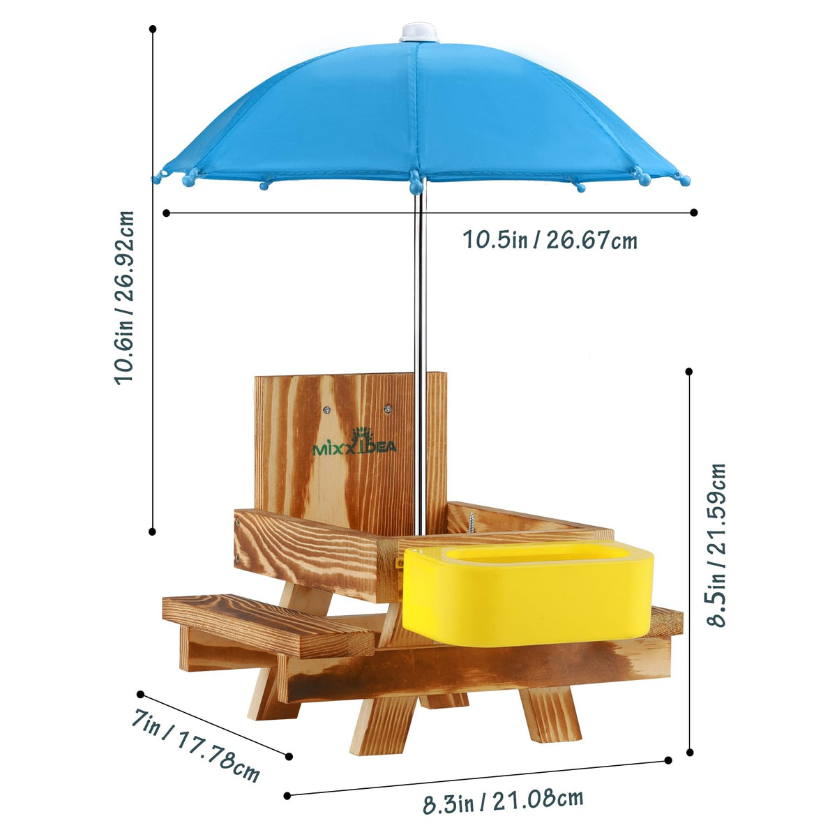 MIXXIDEA Squirrel Feeder Umbrella Rain Shield protects feeding area from showers.