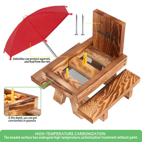 MIXXIDEA Squirrel Feeder umbrella shade protects squirrels from sun and rain.