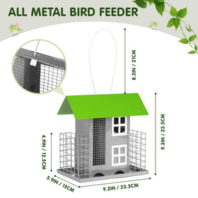 MIXXIDEA squirrel-proof iron feeder in green protects bird food