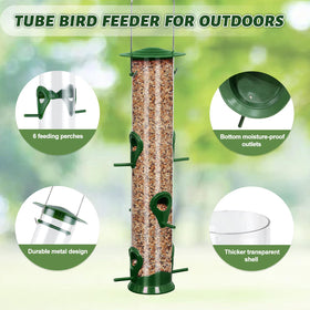 MIXXIDEA steel hanger keeps the feeder securely mounted outdoors.