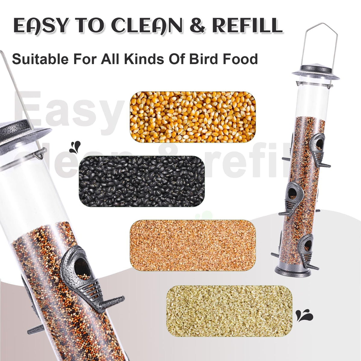MIXXIDEA tube feeder with thick one-point-four-mm shell for durability