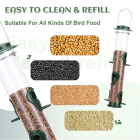 MIXXIDEA tube bird feeder with steel hanger for durable outdoor setup